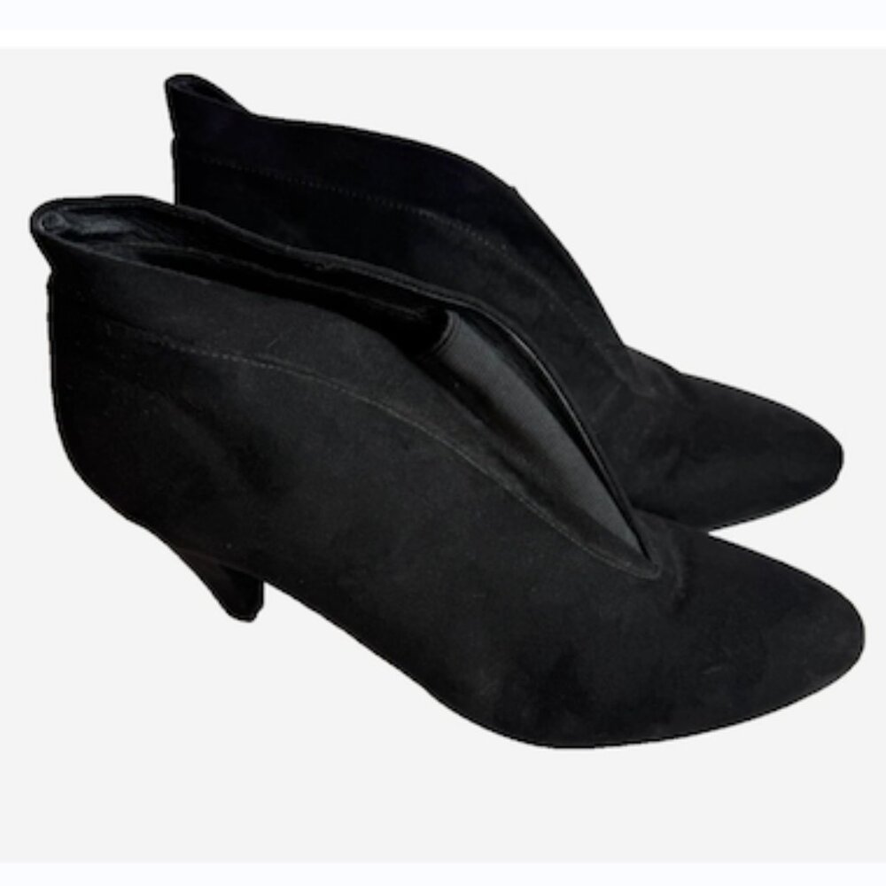 CL by Laundry Black Faux Suede Ankle Boots Size 10 | 3” Cone Heel, Worn Once